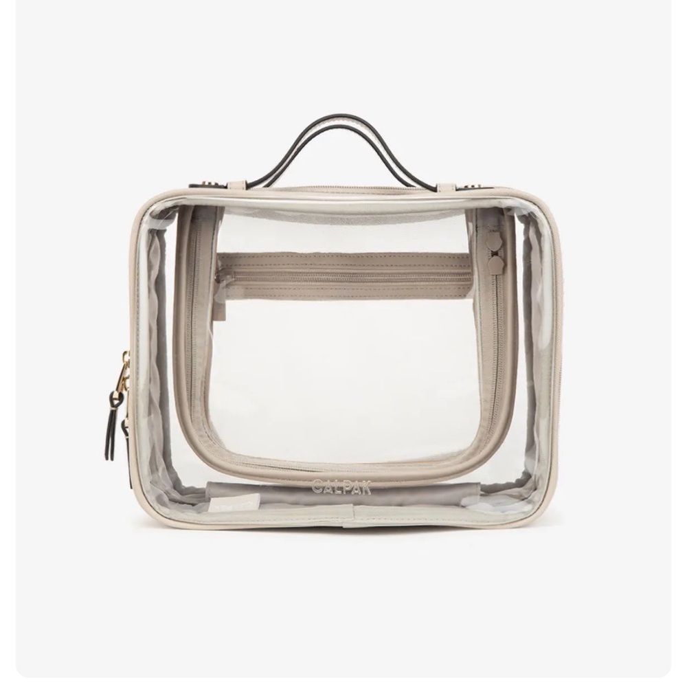 Calpak large clear cosmetic case stone